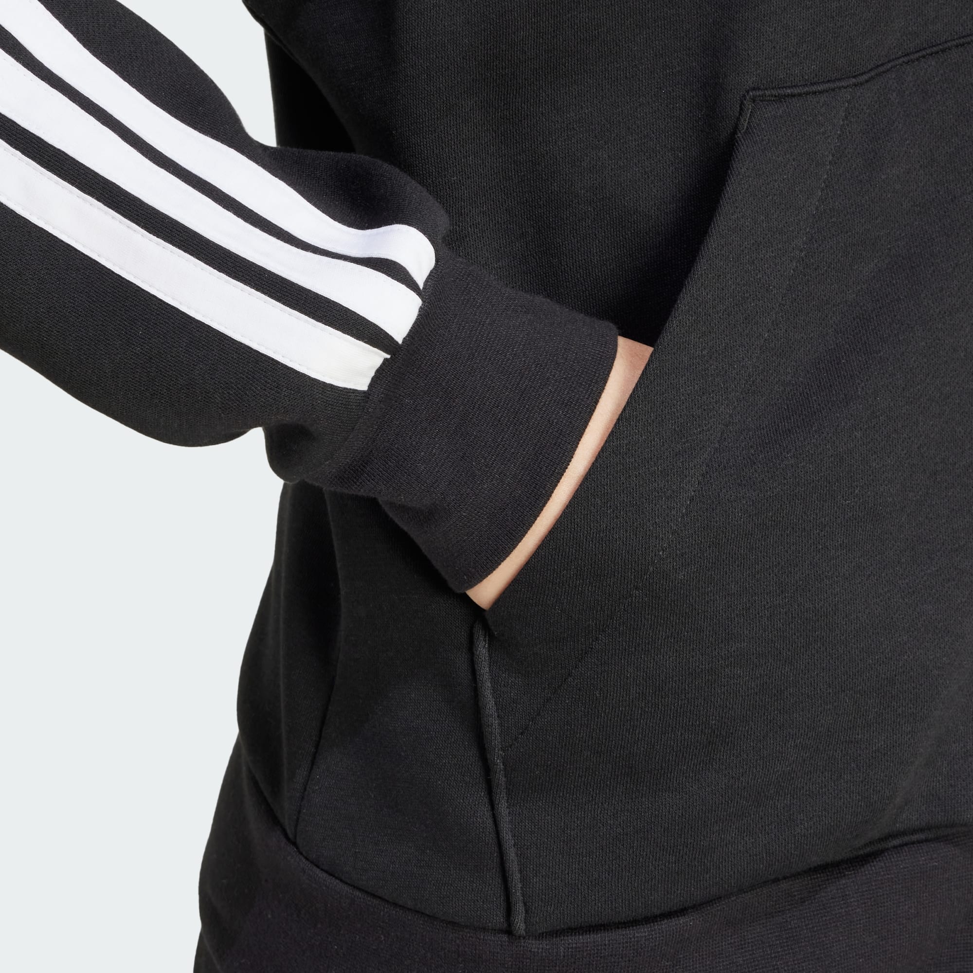 Adidas Women's 3-Stripes Fleece Full Zip Black Jacket - Image 6