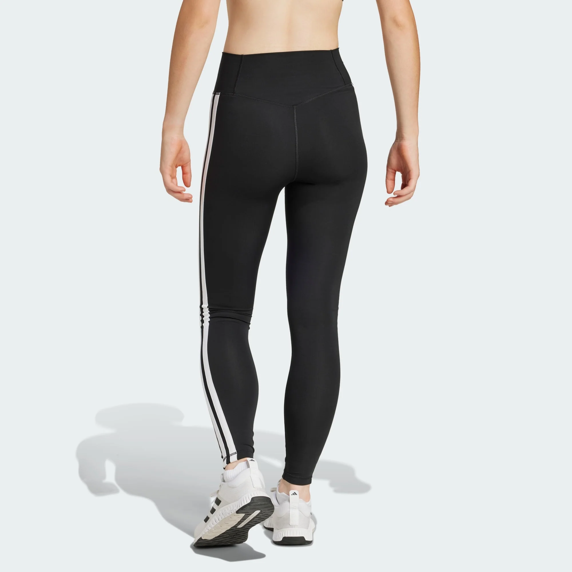 Adidas Women's Optime Essential 3-Stripes 7/8 Black Leggings - Image 3