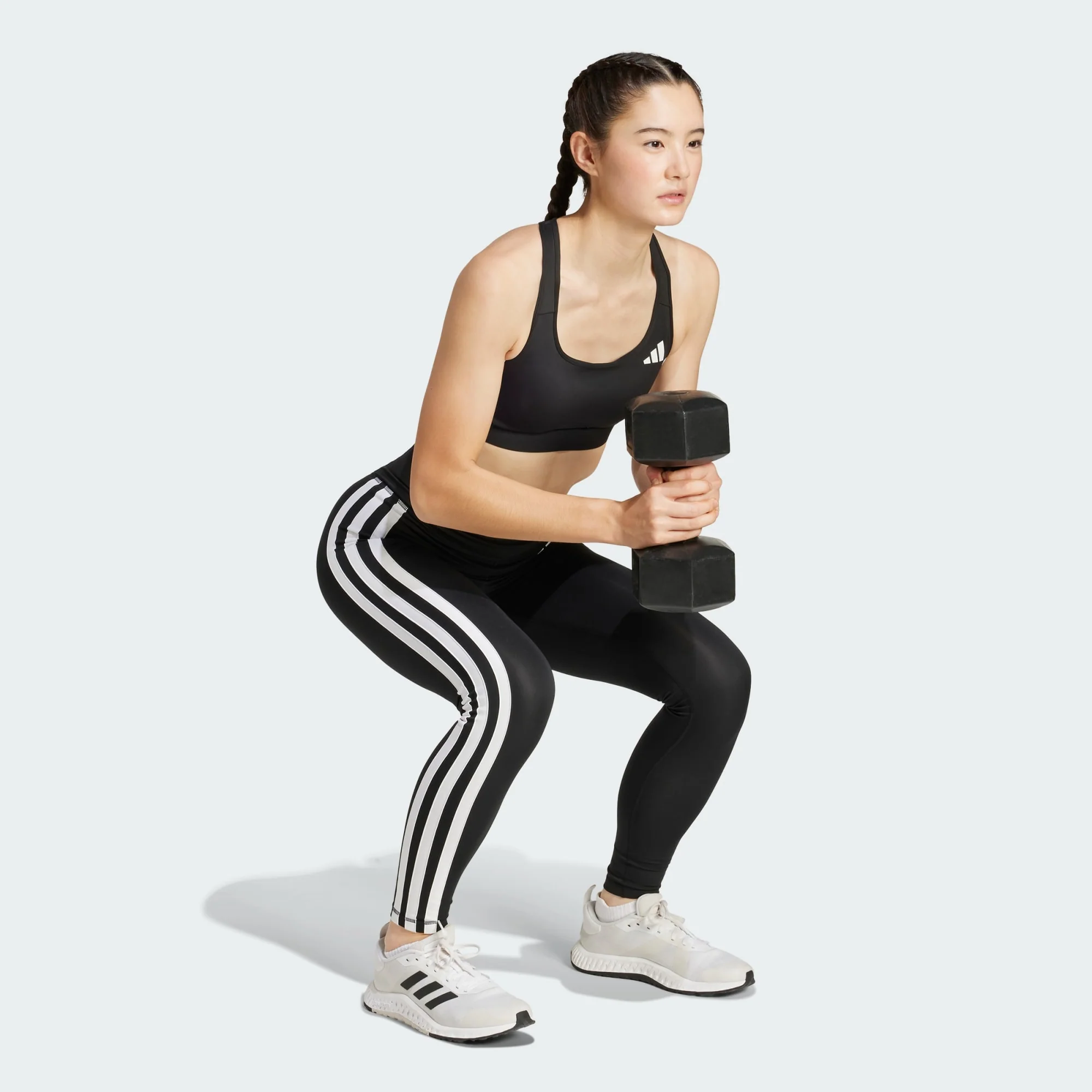 Adidas Women's Optime Essential 3-Stripes 7/8 Black Leggings - Image 6