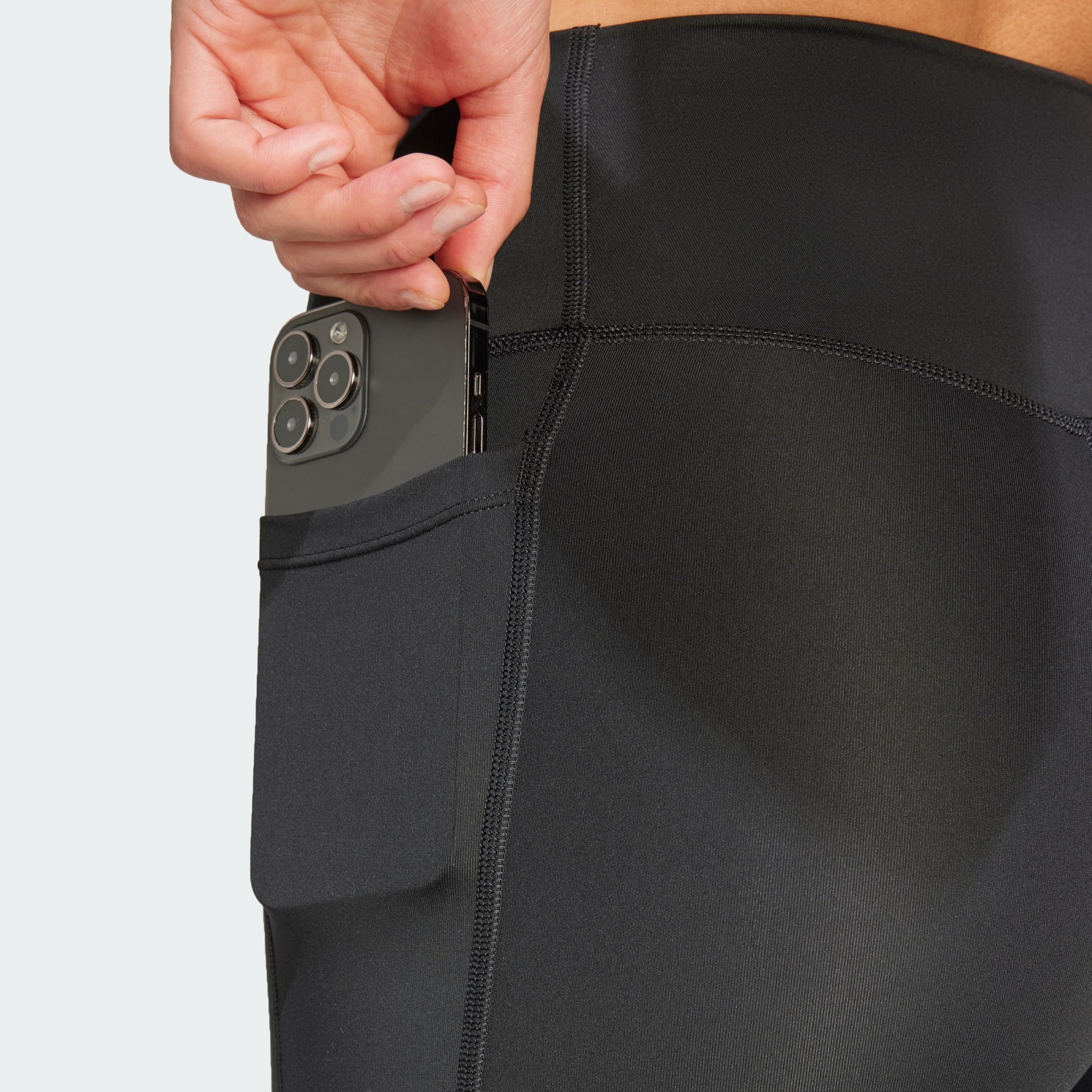 Adidas Women's Optime Essentials Pocket Back Full-Length Black Tight - Image 5