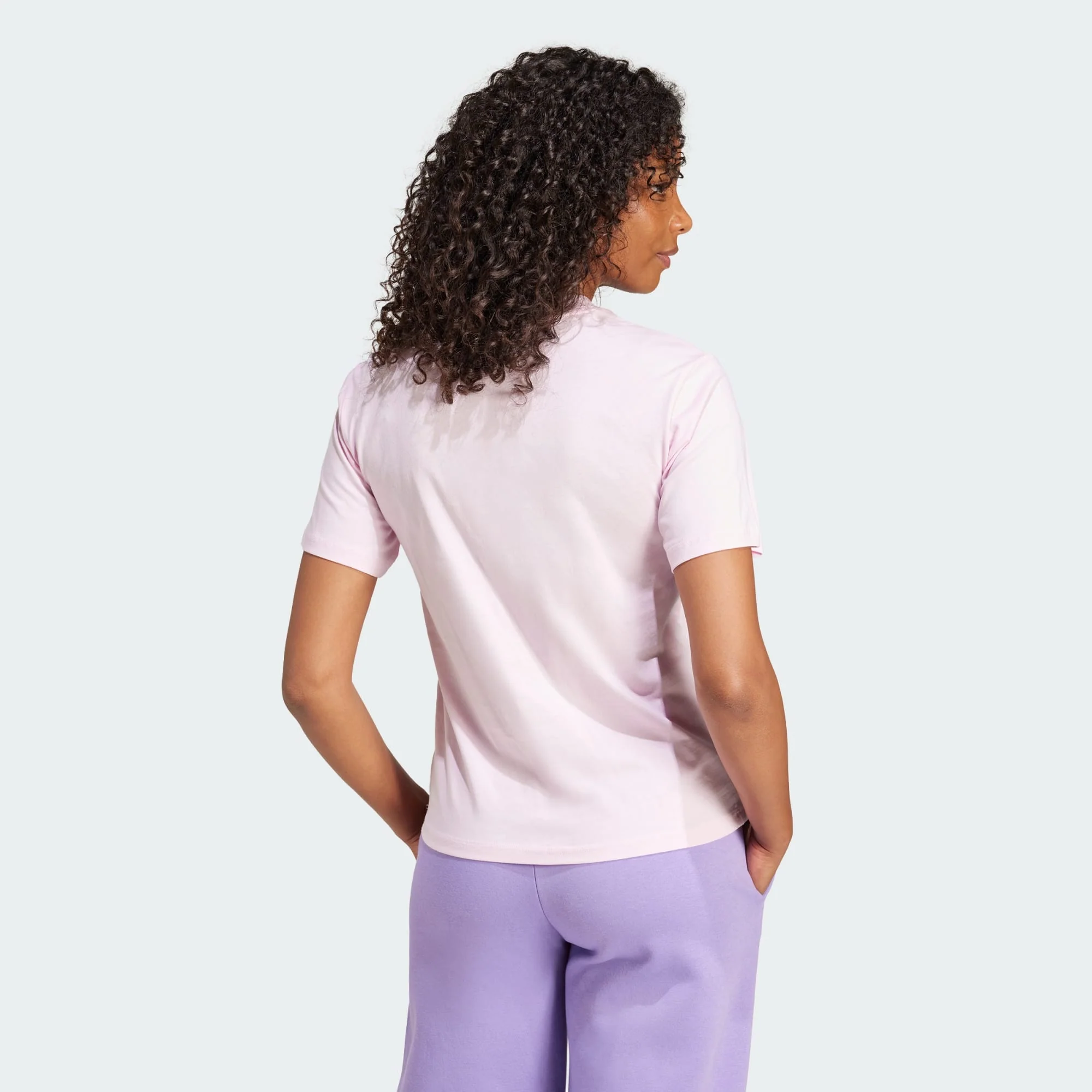 Adidas Women's Small Logo Cotton Pink Tee - Image 3