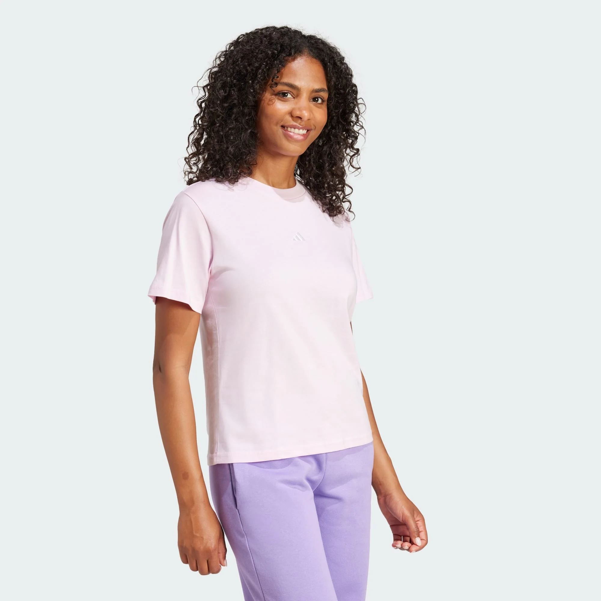 Adidas Women's Small Logo Cotton Pink Tee - Image 4