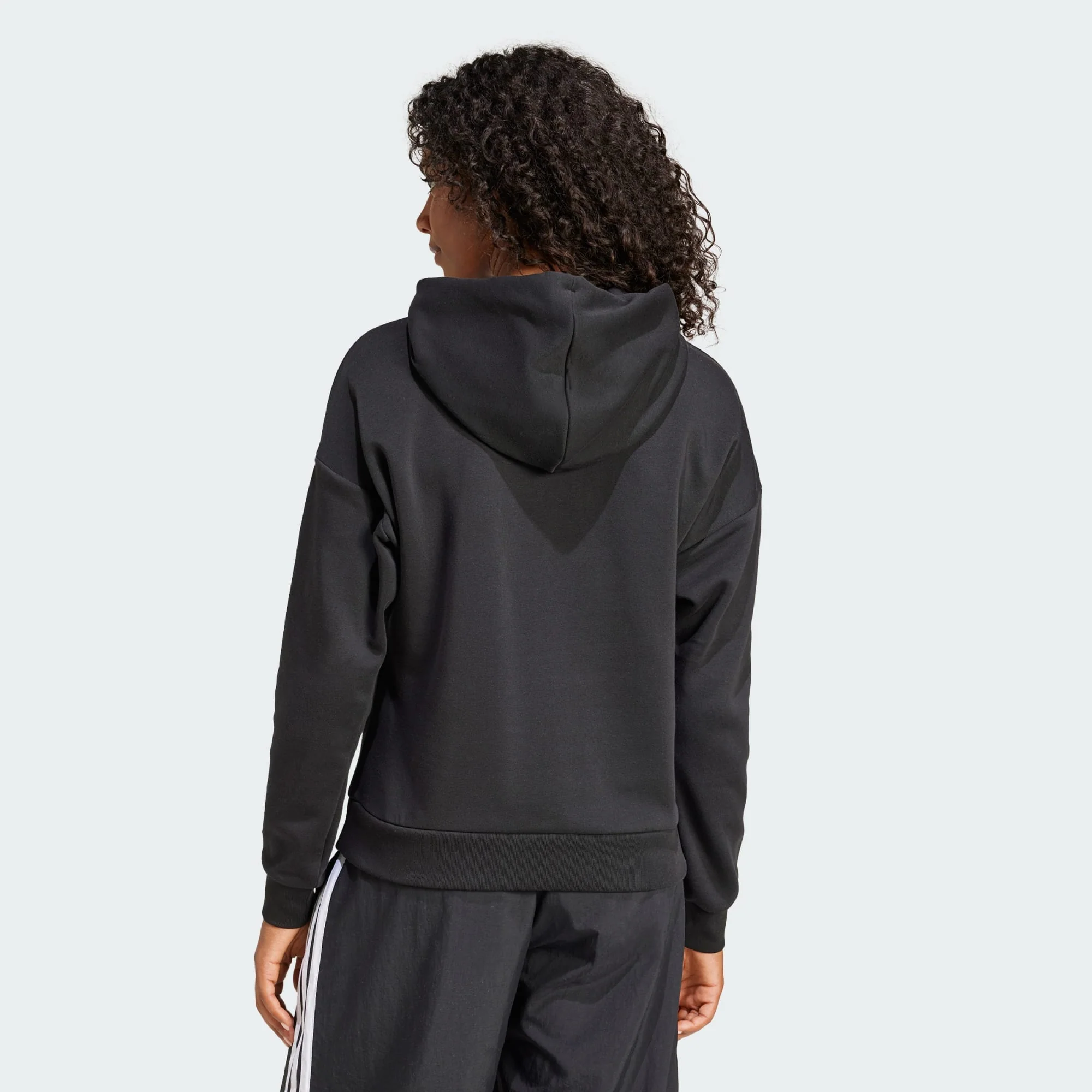 Adidas Women's Small Logo Feelcozy Fleece Black Hoodie - Image 4