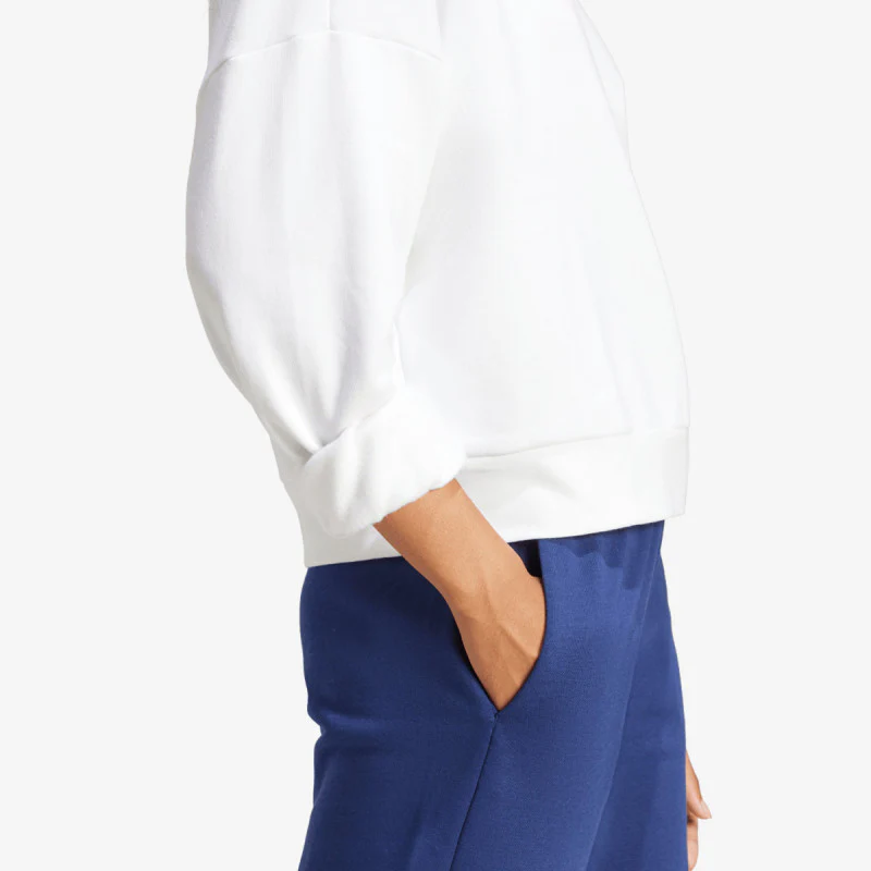 Adidas Women's Small Logo Feelcozy Fleece Crew White Sweatshirt - Image 5