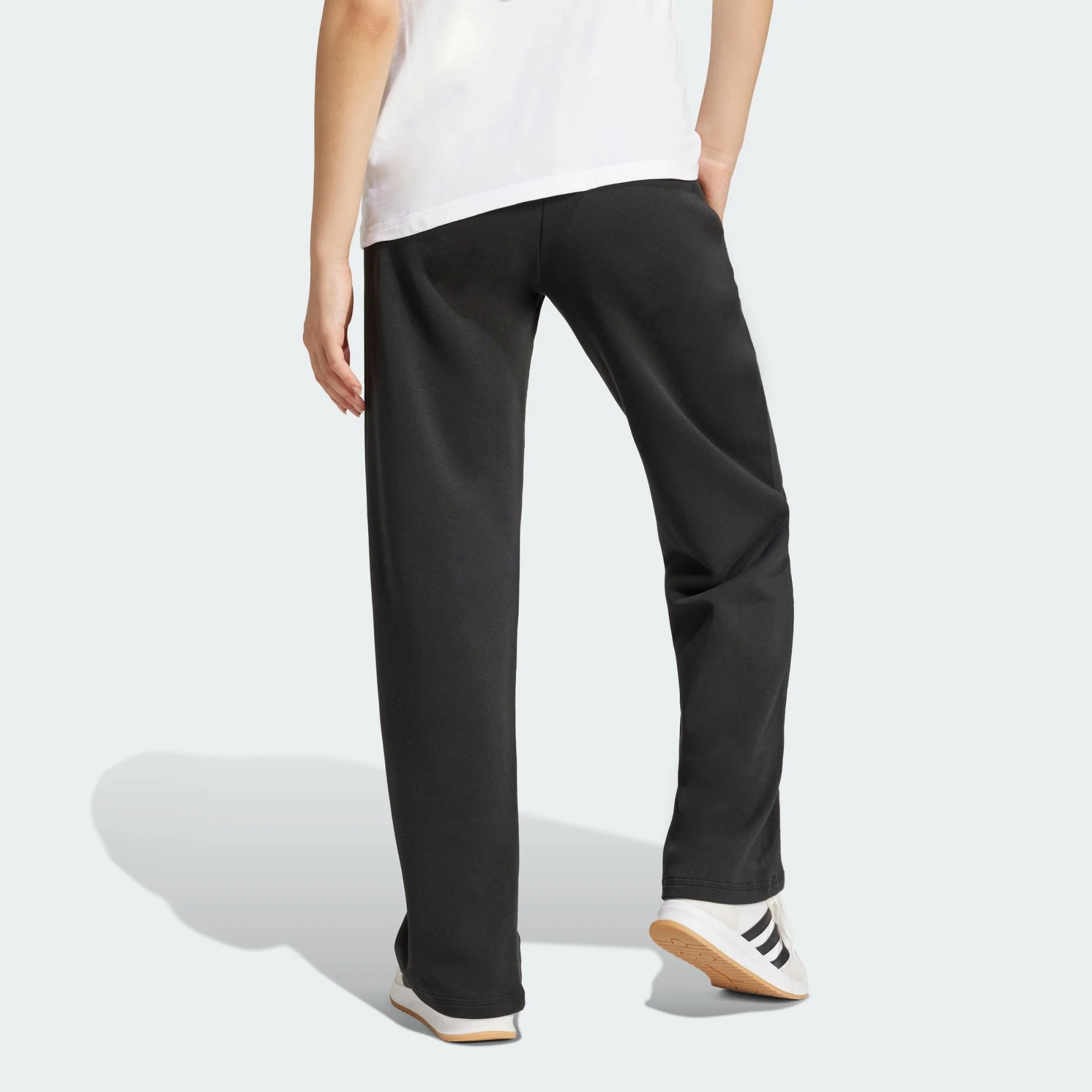 Adidas Women's Small Logo Feelcozy Fleece Open Hem Black Trackpant - Image 3