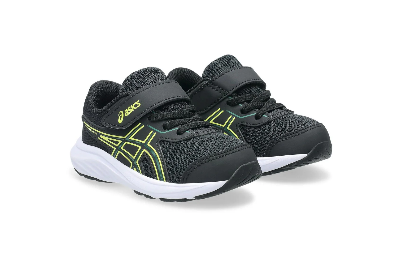 Asics Kid's Contend 9 Ts Black/Green Running Shoes - Image 3