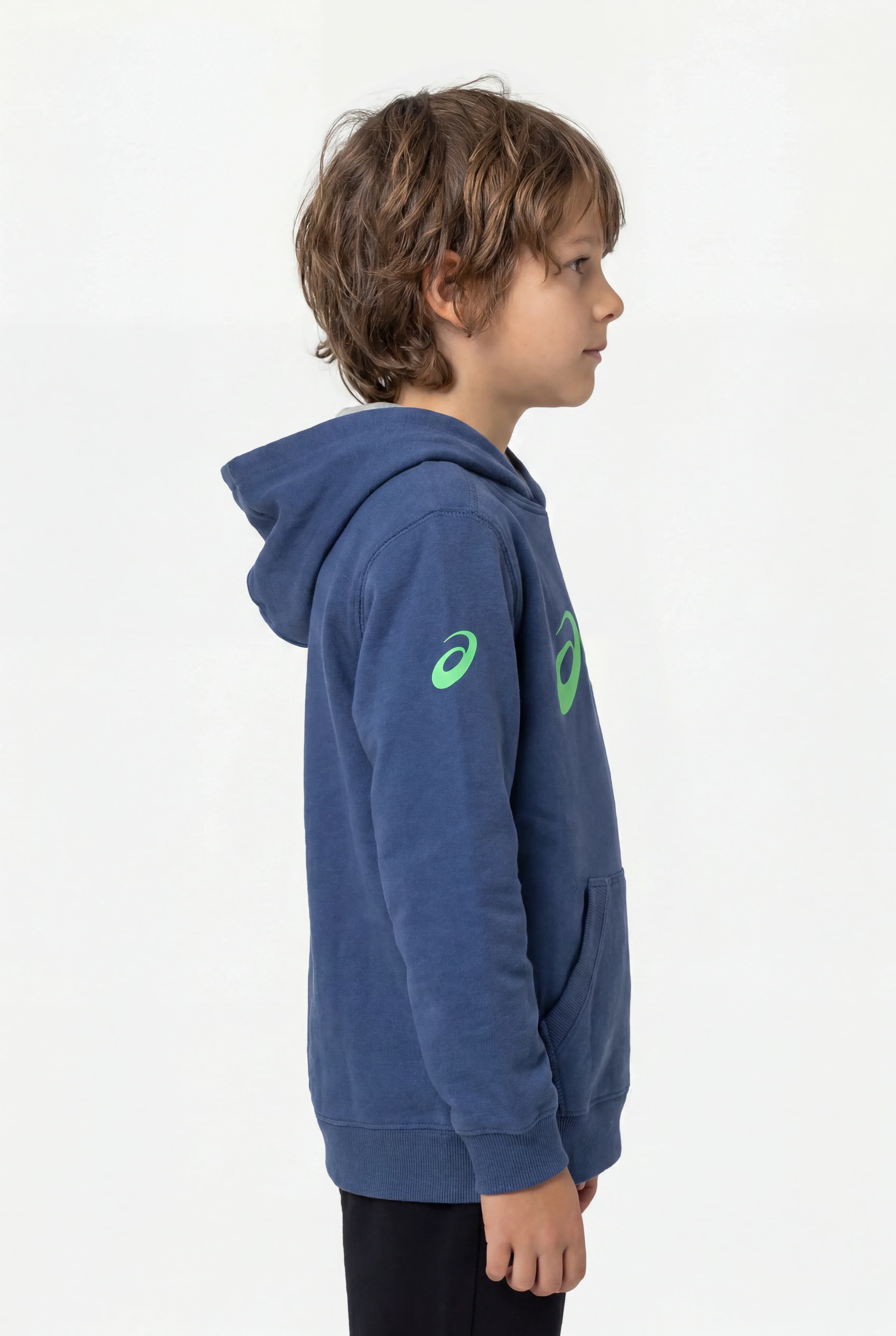 Asics Kid's Fleece Blue/Green Hoodie - Image 3