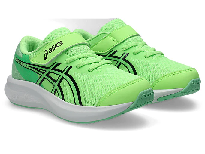 Asics Kid's Patriot 13 Ps Hook N' Loop Green/Black Running Shoes - Image 3