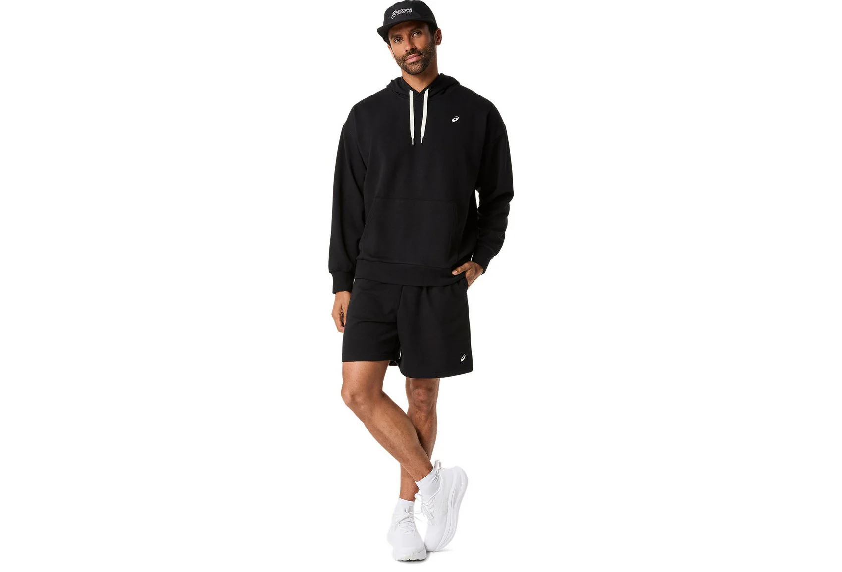 ASICS MEN'S FRENCH TERRY RELAXED PULLOVER BLACK HOODIE - Image 7