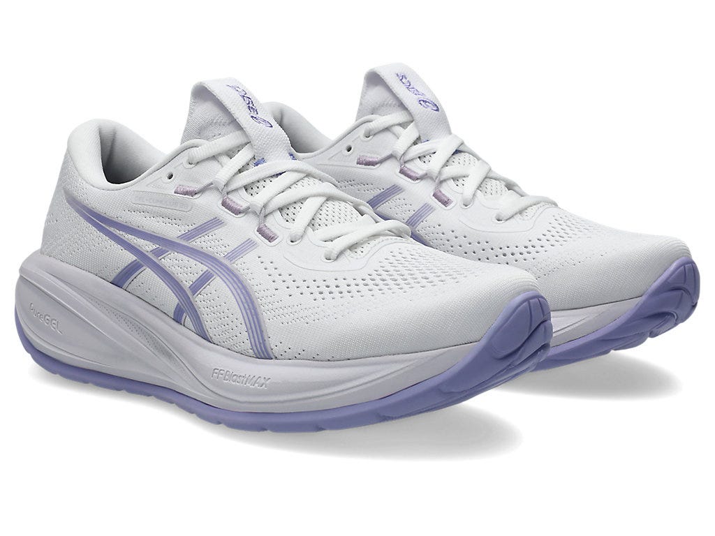 Asics Women's Cumulus 28 White/Bluebell Running Shoes (Width D) - Image 3