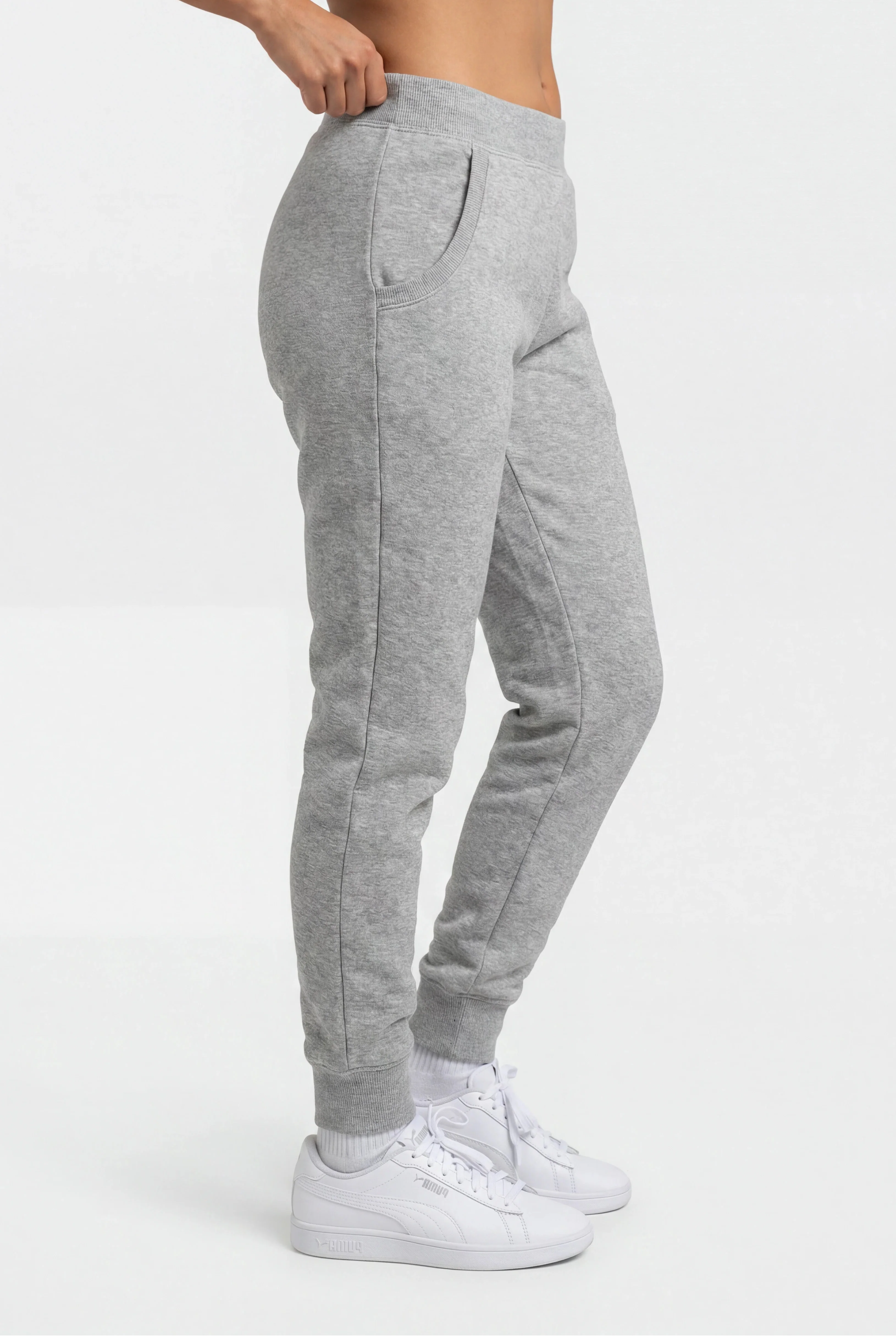 ASICS WOMEN'S FLEECE CUFF GREY TRACKPANTS - Image 3