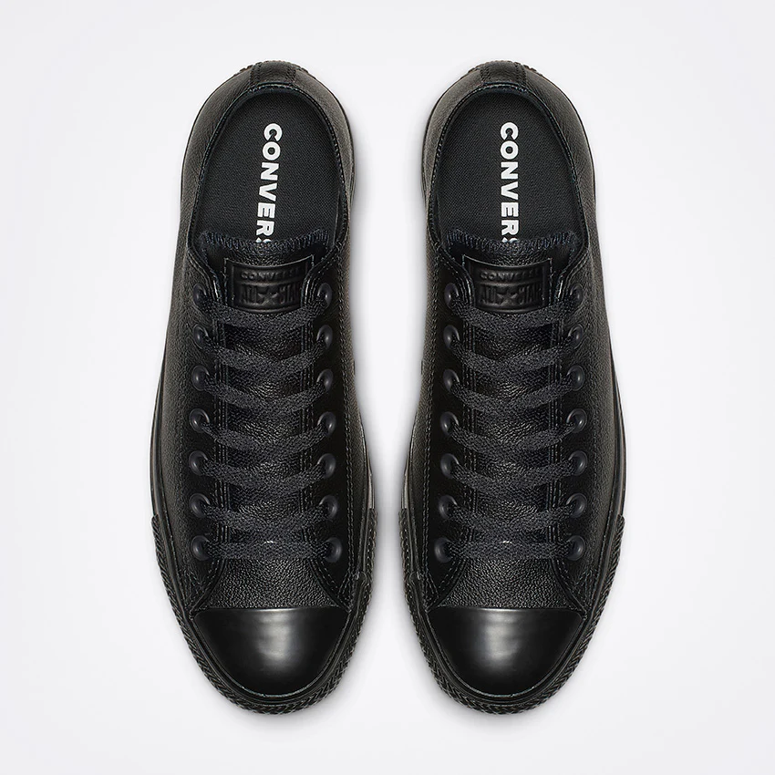 Converse Women's Chuck Taylor All Star Low Top Triple Black Leather Shoe - Image 4