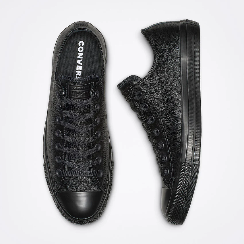 Converse Women's Chuck Taylor All Star Low Top Triple Black Leather Shoe - Image 6