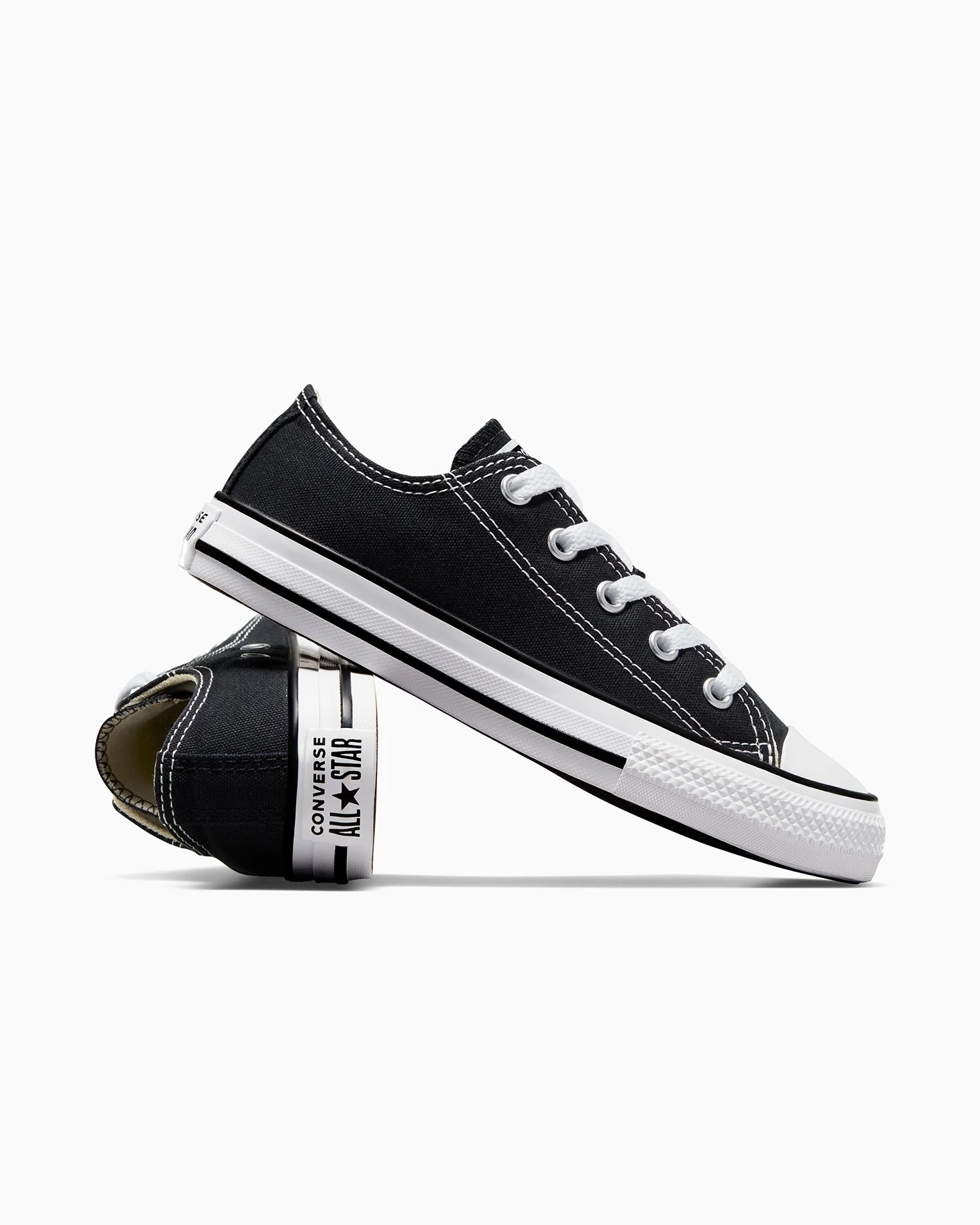 Converse Kids Chuck Taylor All Star Low Top Black/White Shoe - Image 7