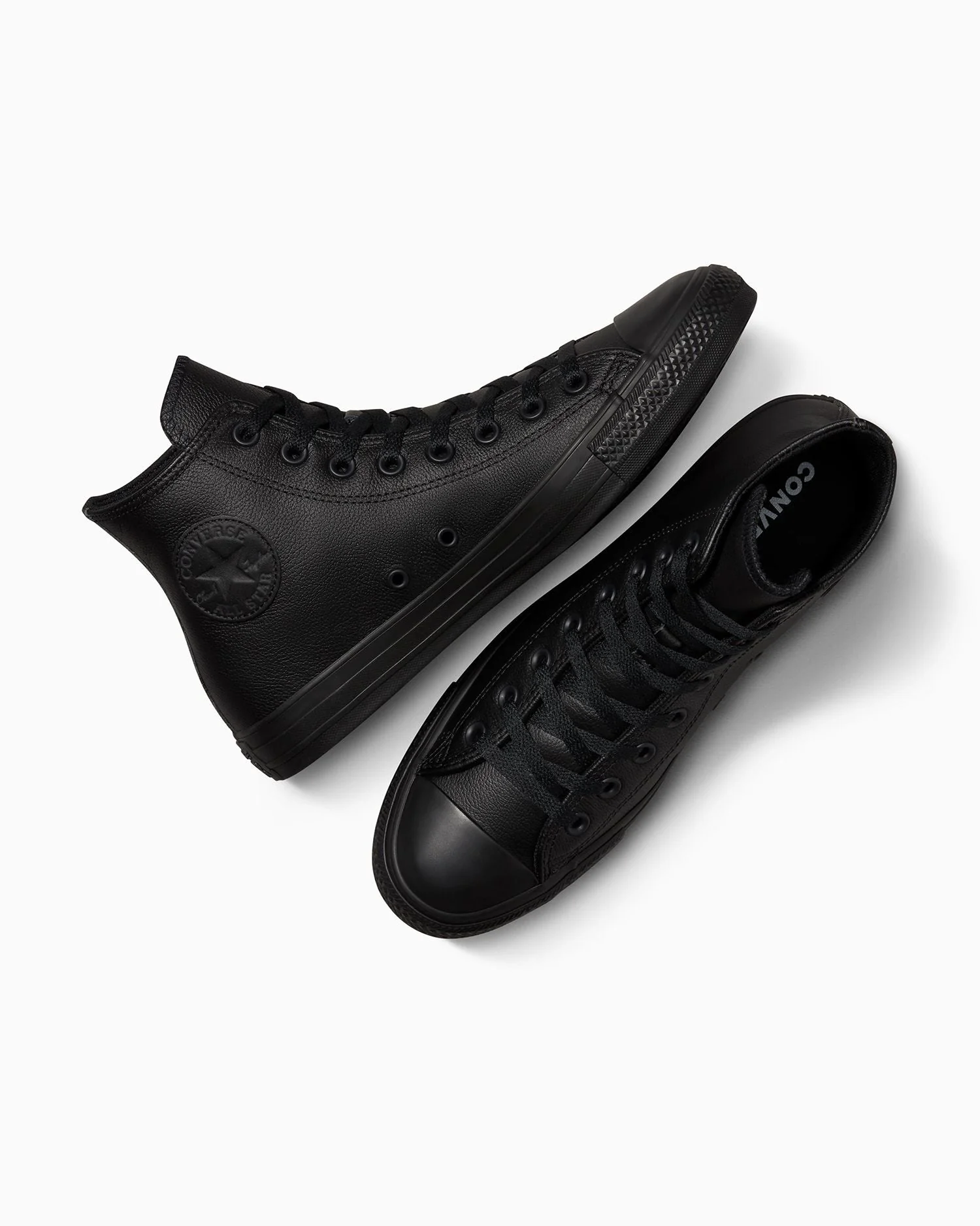Converse Men's Chuck Taylor All Star High Top Triple Black Leather Shoe - Image 3