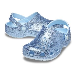 Crocs Kid's Classic Blue Glitter Clog - Image 2