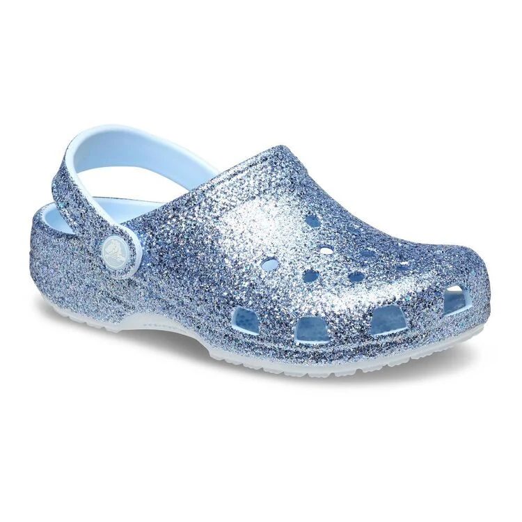 Crocs Kid's Classic Blue Glitter Clog - Image 4