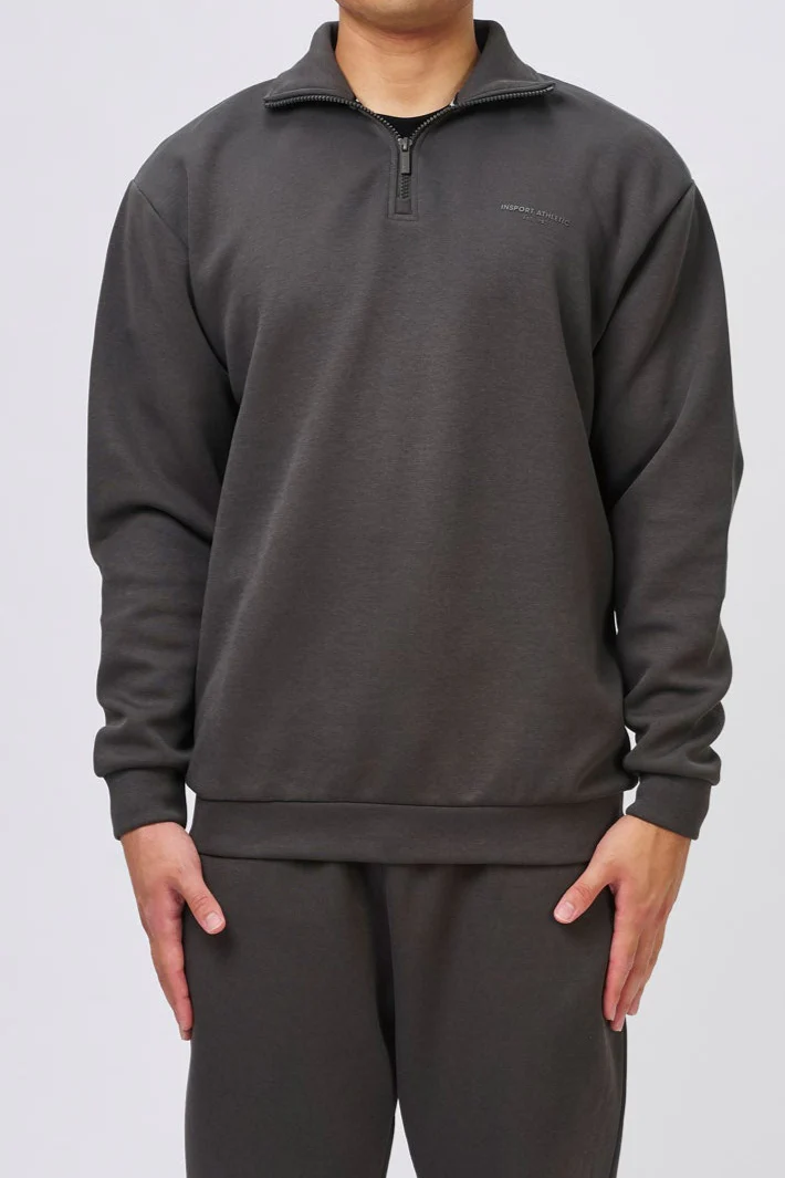 Insport Mens Denver Tech Quarter Zip Top Ash