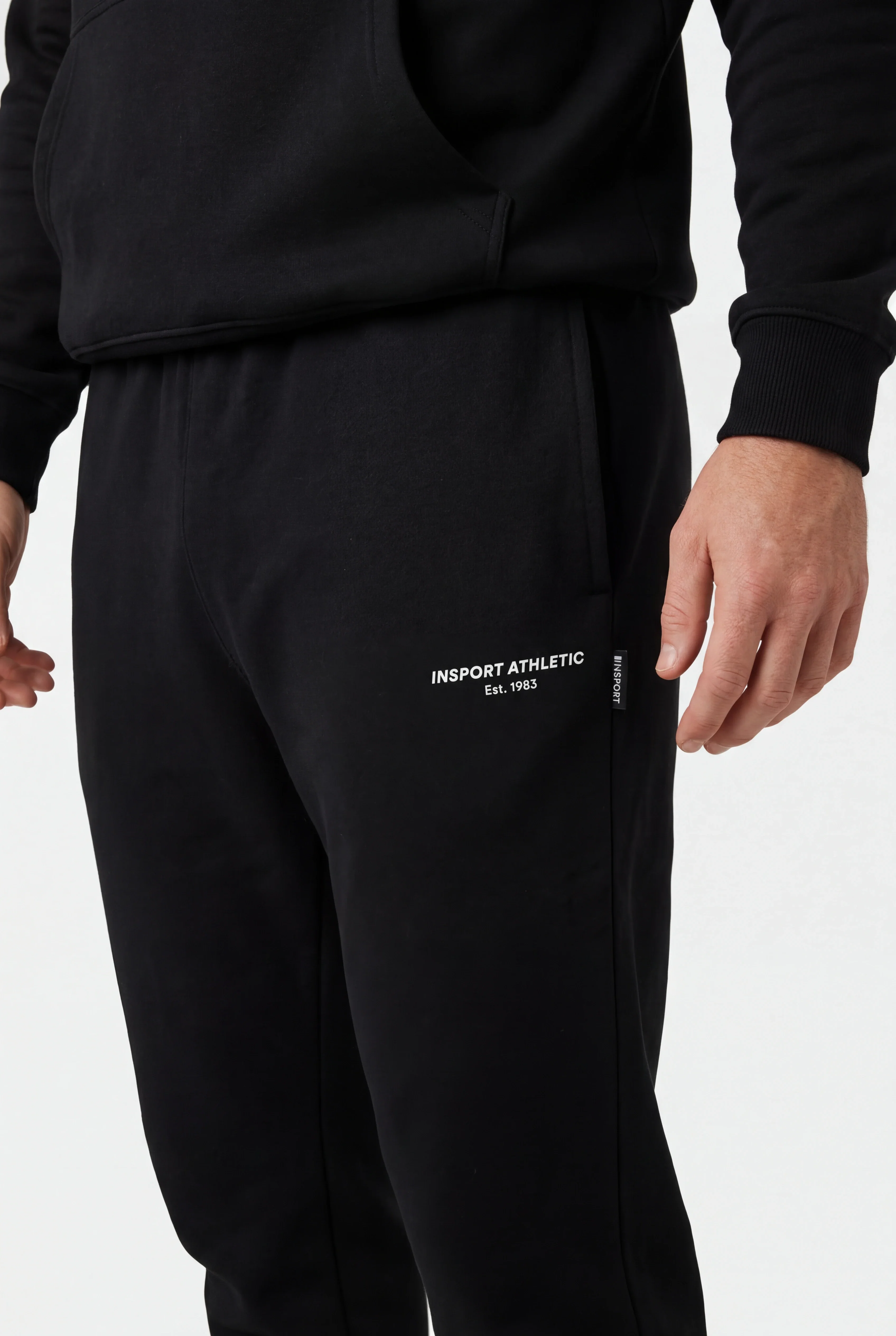 Insport Mens Easton Black Fleece Trackpants - Image 2