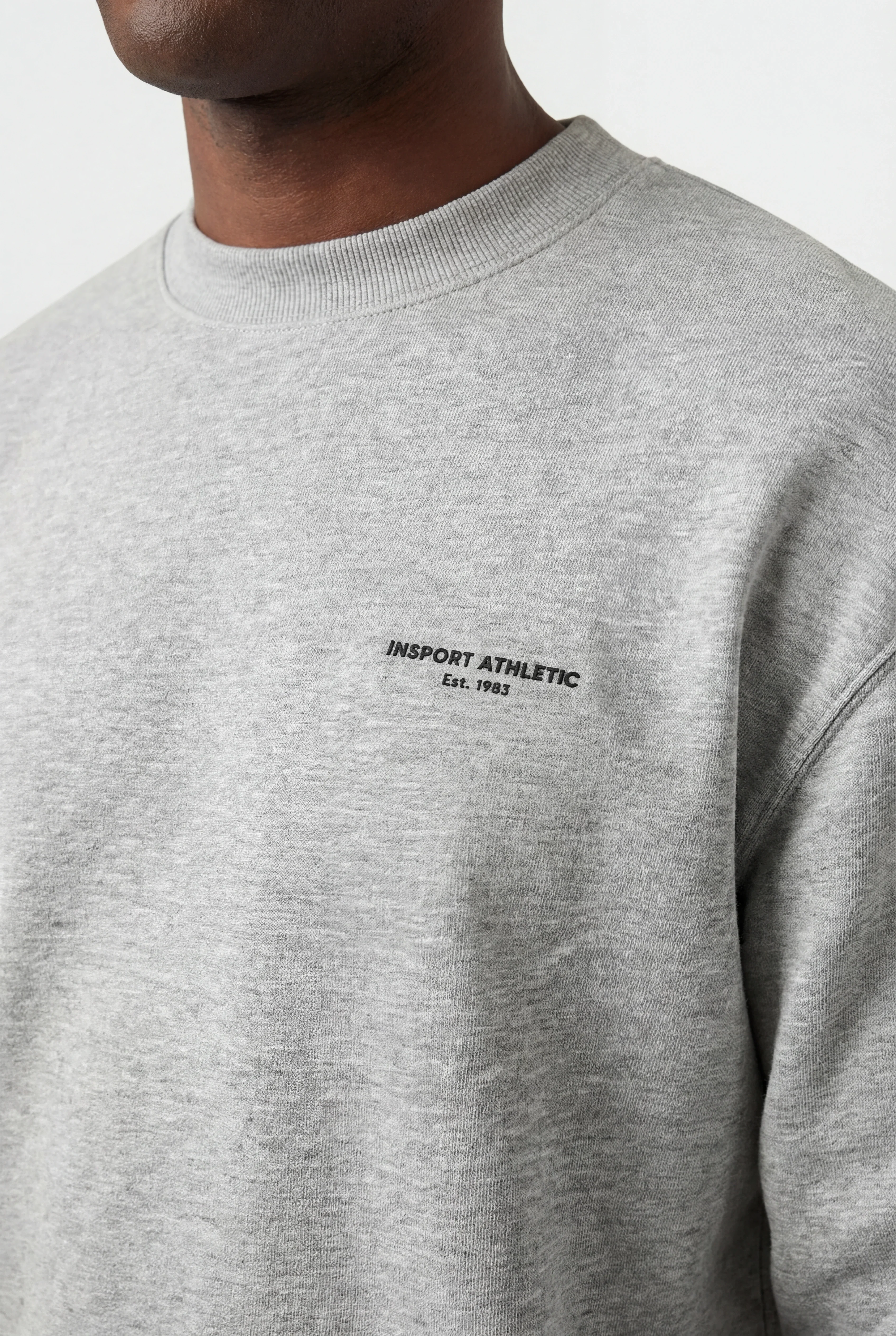 Insport Mens Easton Grey Marle Fleece Crew - Image 3