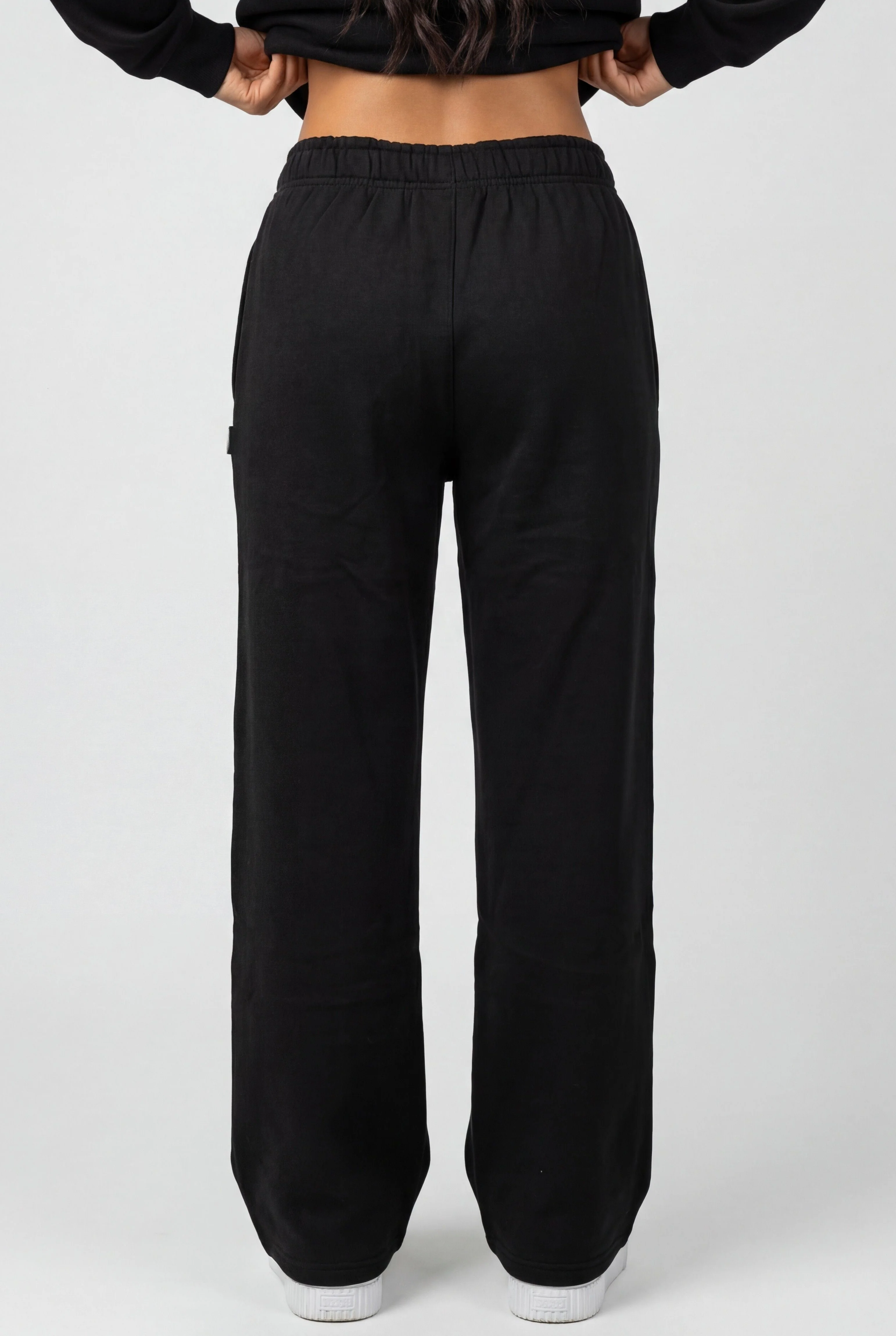 Insport Womens Skyla Black Wide Leg Fleece Pant - Image 2