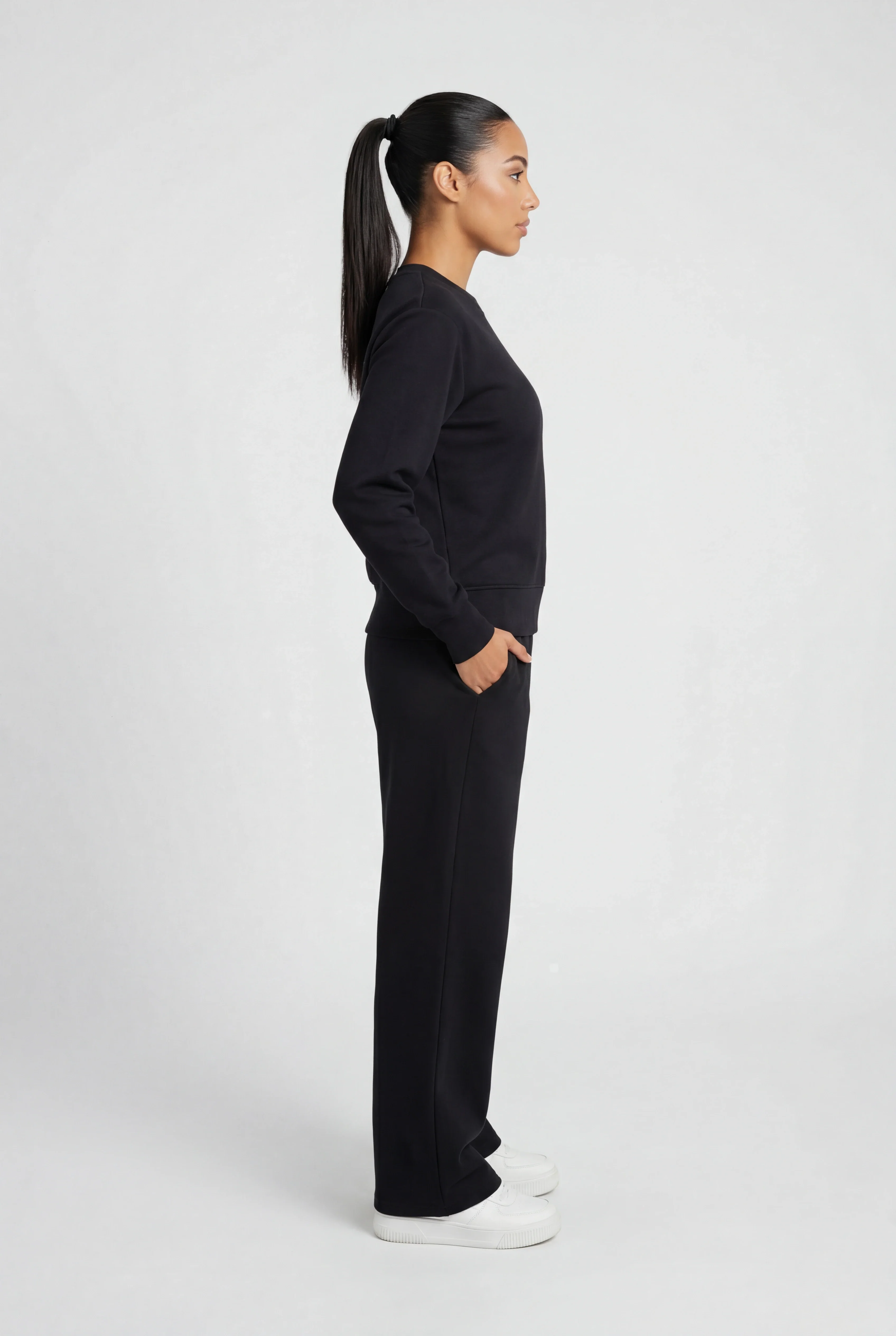 Insport Womens Skyla Black Wide Leg Fleece Pant - Image 6
