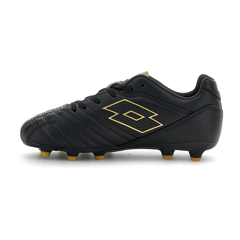 Lotto Kid's Stadio 705 Fg Black/Gold Football Boots - Image 2
