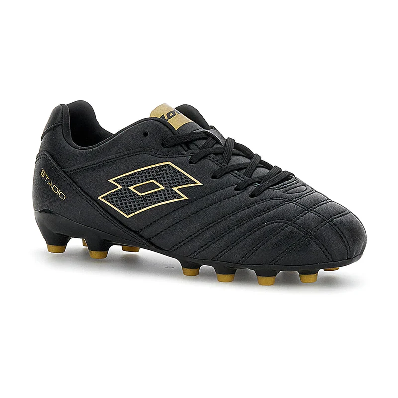 Lotto Kid's Stadio 705 Fg Black/Gold Football Boots - Image 3