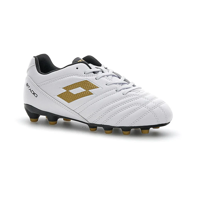 Lotto Kid's Stadio 705 Fg White/Gold Football Boots - Image 3