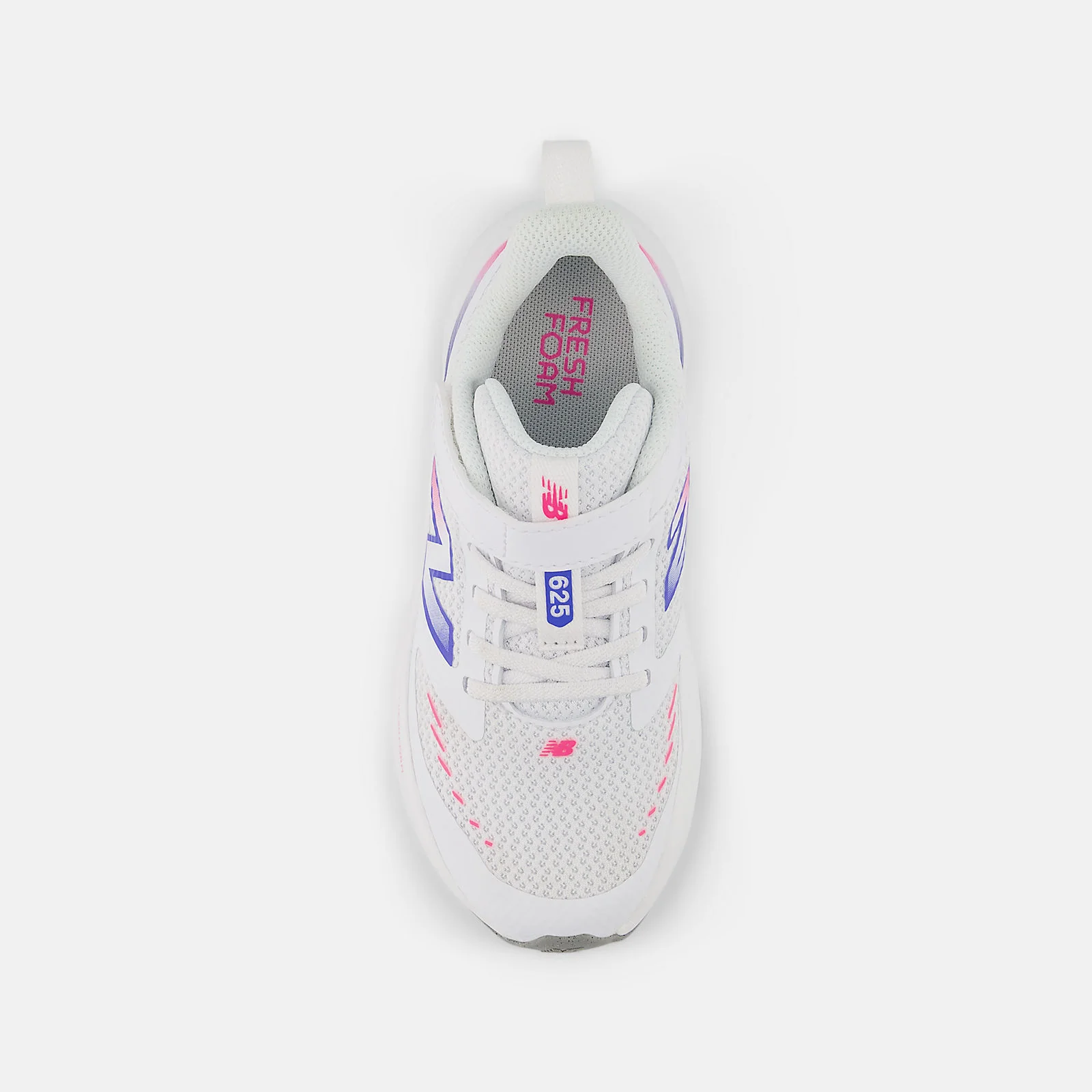 New Balance Kid's 625 Hook N' Loop White/Pink/Blue Running Shoes - Image 4