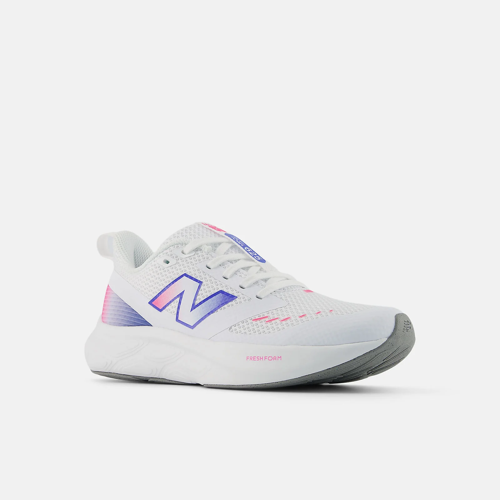 New Balance Kid's 625 Lace White/Pink/Blue Running Shoes - Image 3