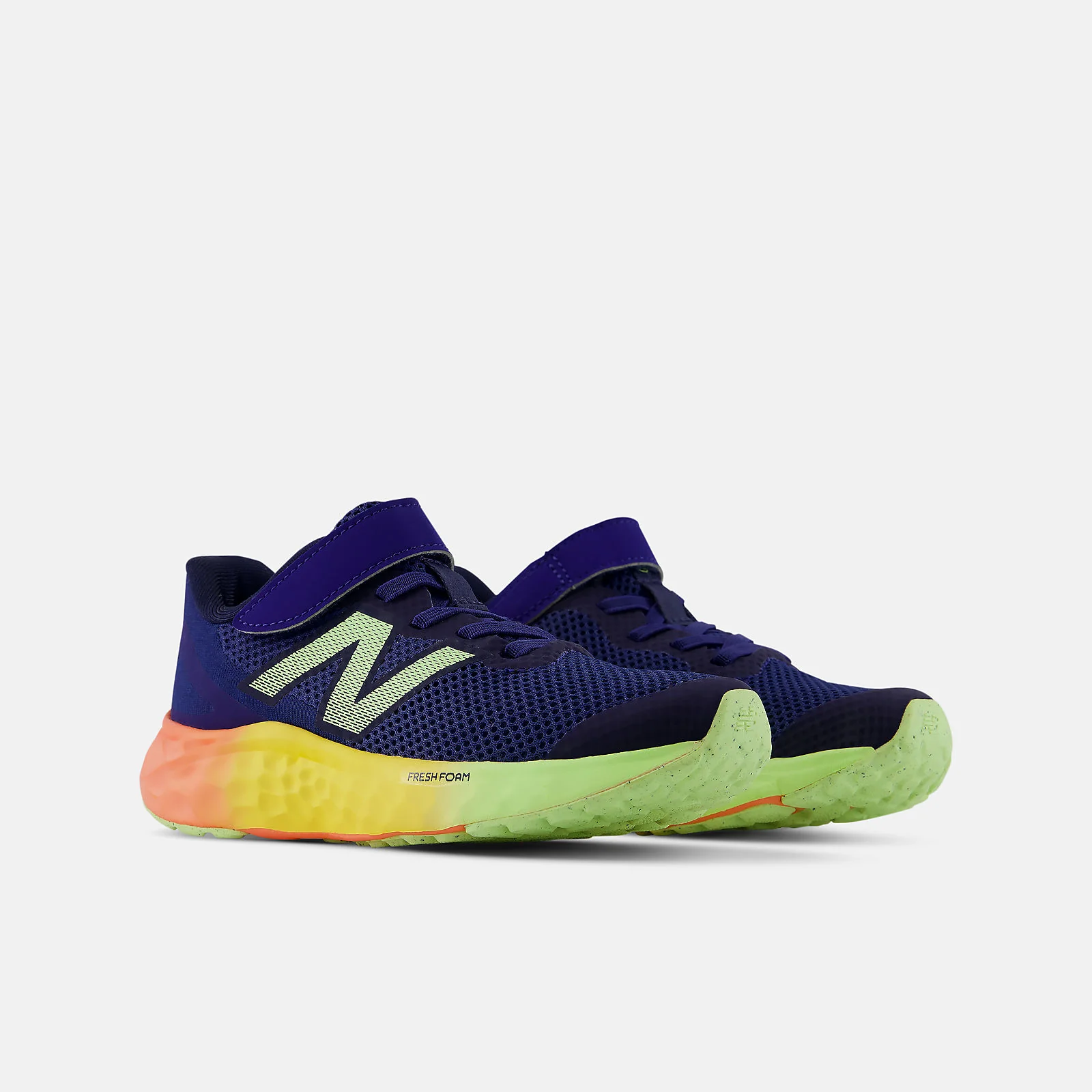 New Balance Kid's Hook N' Loop Fresh Foam Arishi V4 Blue/Heat Running Shoes - Image 3