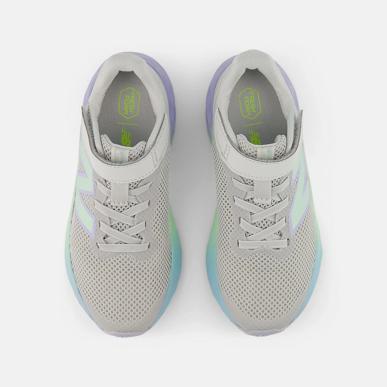 New Balance Kid's Hook N' Loop Fresh Foam Arishi V4 Grey/Jade Running Shoes - Image 4