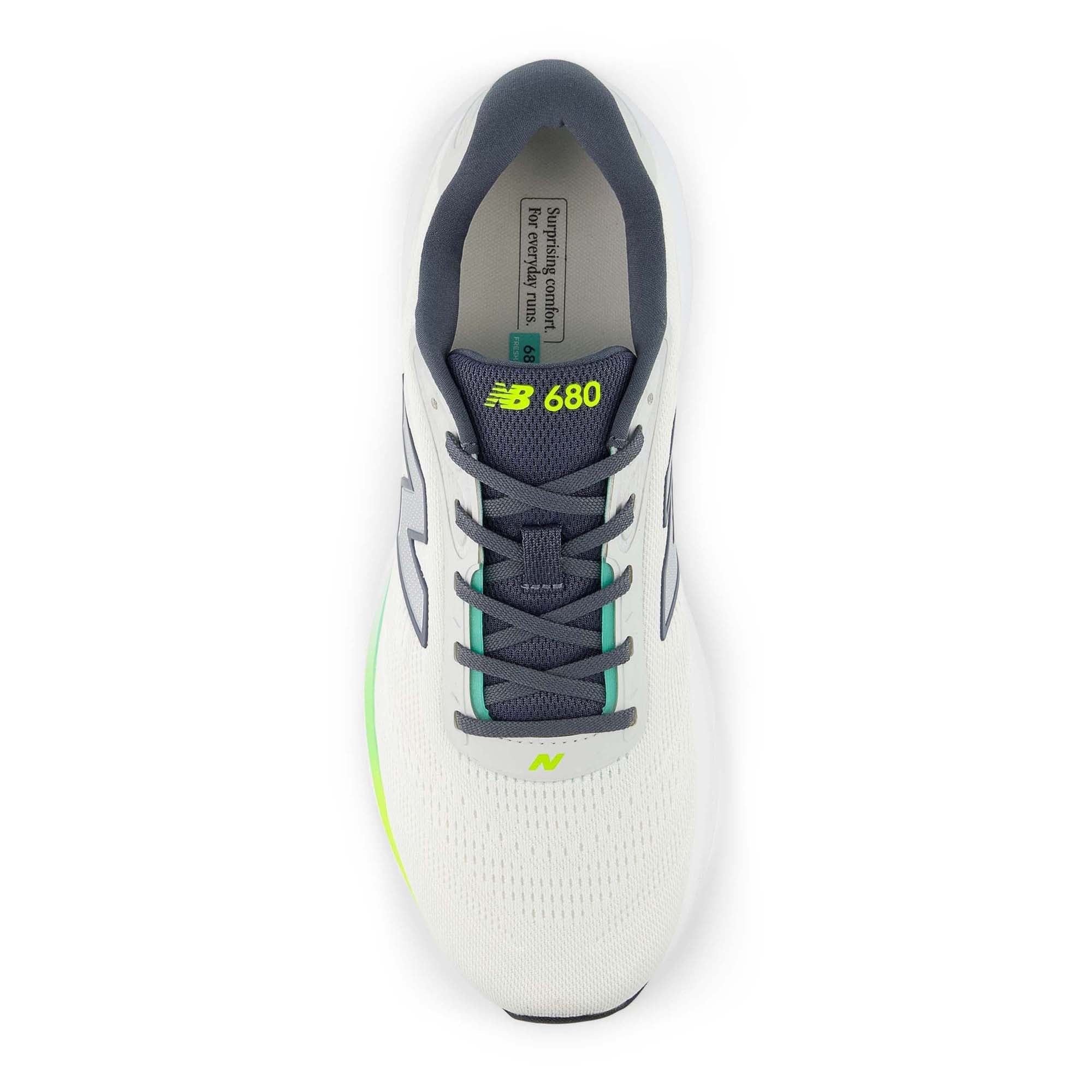 NEW BALANCE MEN'S FRESH FOAM 680V9 LIGHT GREY/LIME RUNNING SHOES (WIDTH 2E) - Image 4