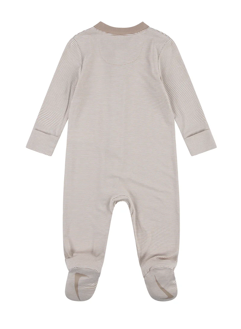Nike Infants Striped Footed Beige Coverall - Image 2