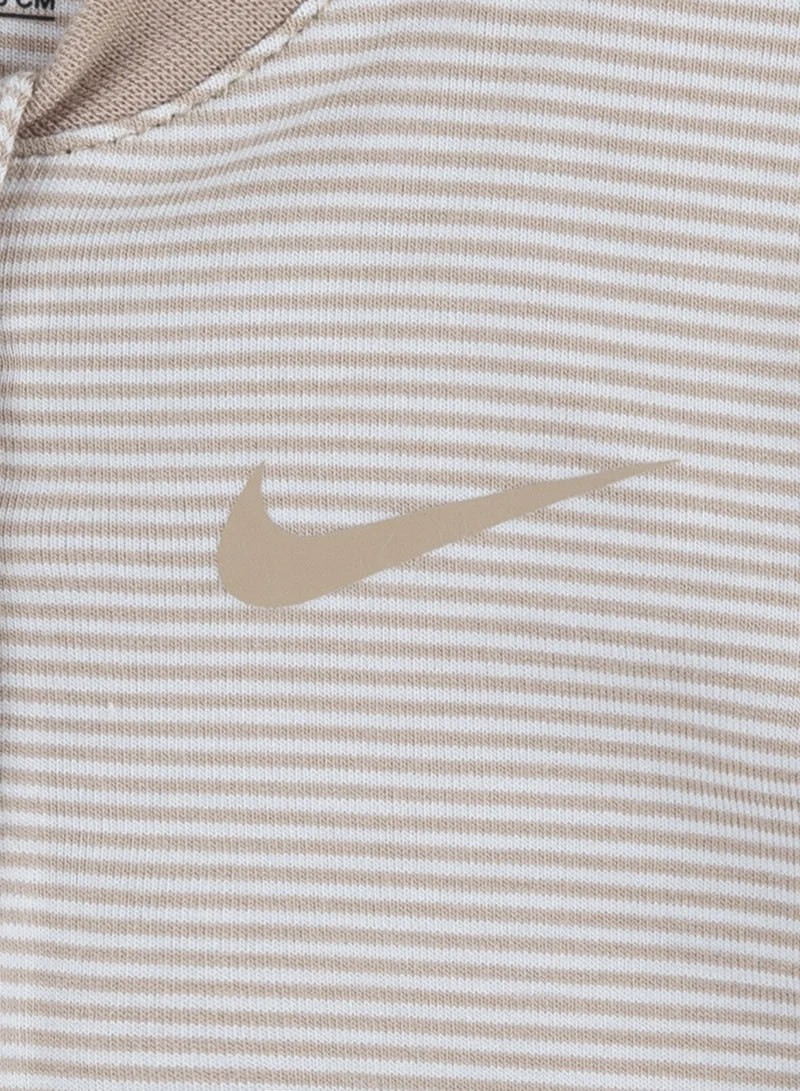 Nike Infants Striped Footed Beige Coverall - Image 4