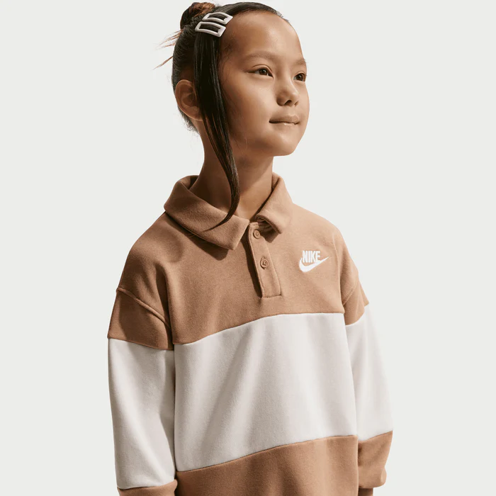 Nike Kid's Club French Terry Ls Rugby Hemp Polo - Image 4