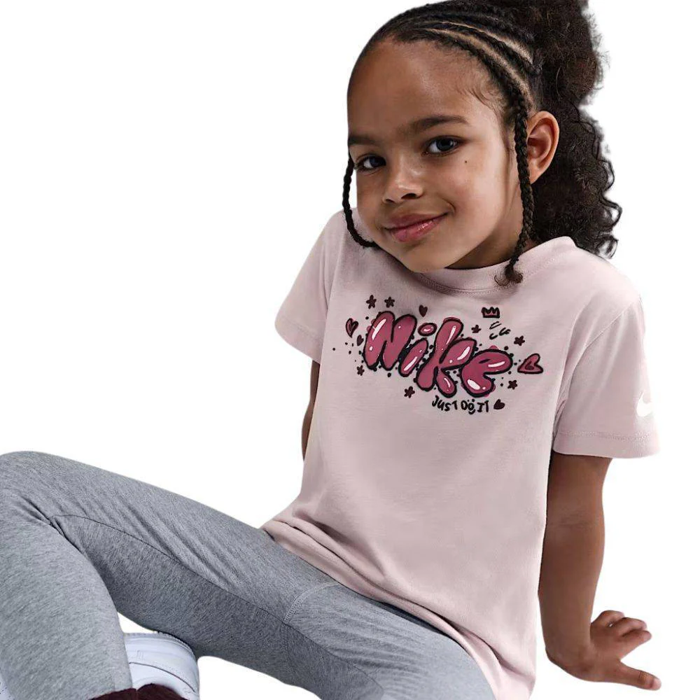 Nike Kid's Essentials Graphic Ringlet Pink Tee - Image 4