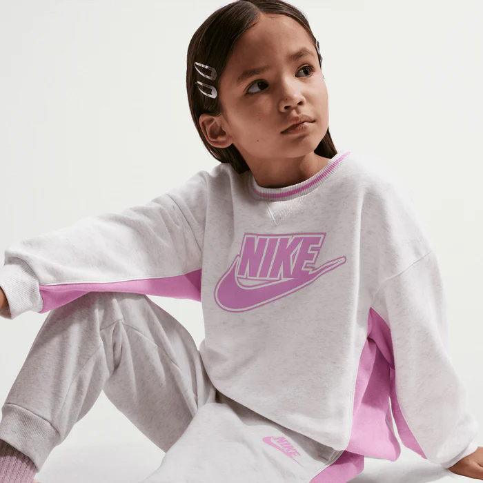 Nike Kid's French Terry Colourblock Crew Birch Tracksuit Set - Image 7