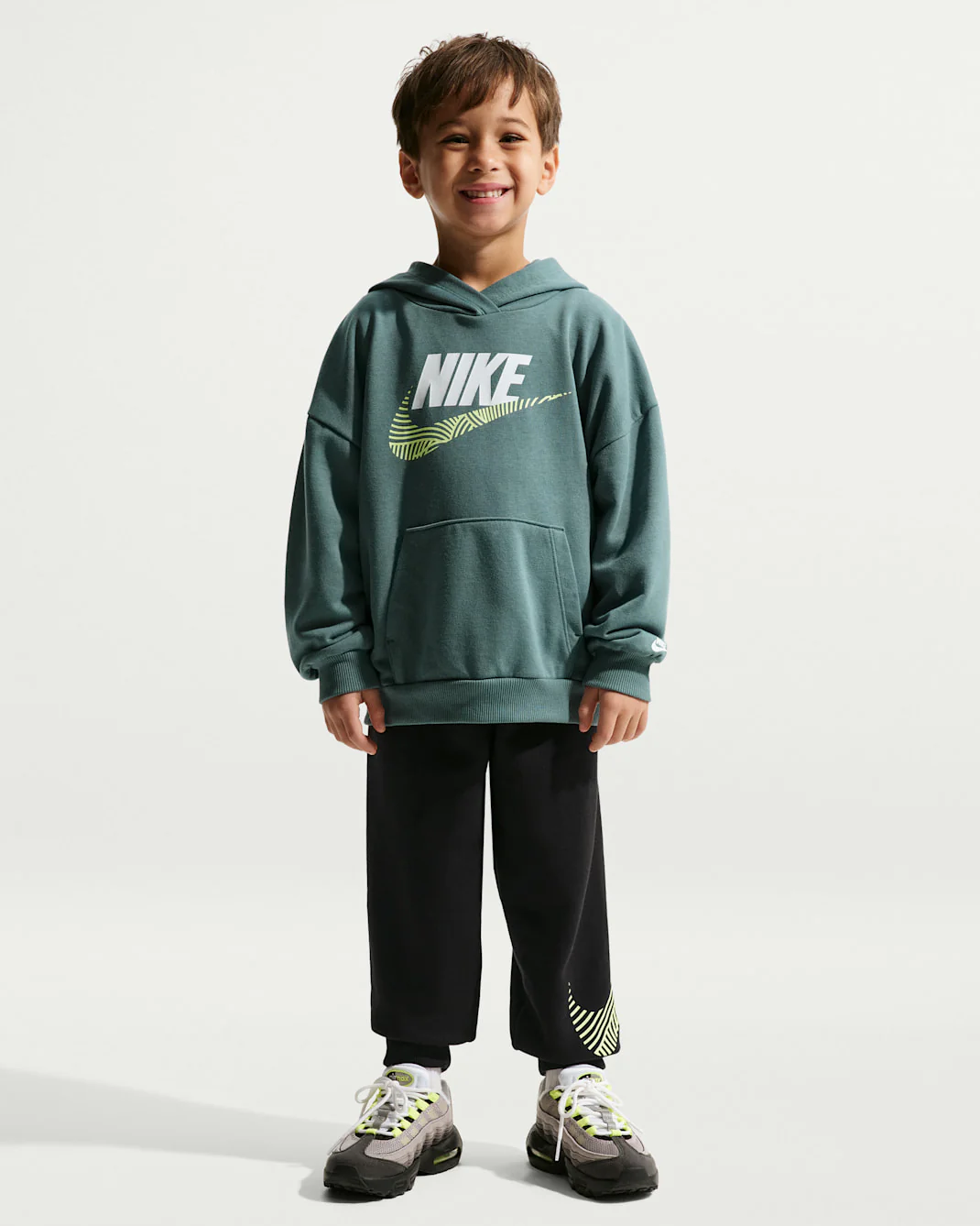 Nike Kid's In The Zone Oversized French Terry Teal Blue/Black Tracksuit Set