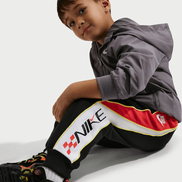 Nike Kid's Victory Lap French Terry Black Trackpants - Image 5