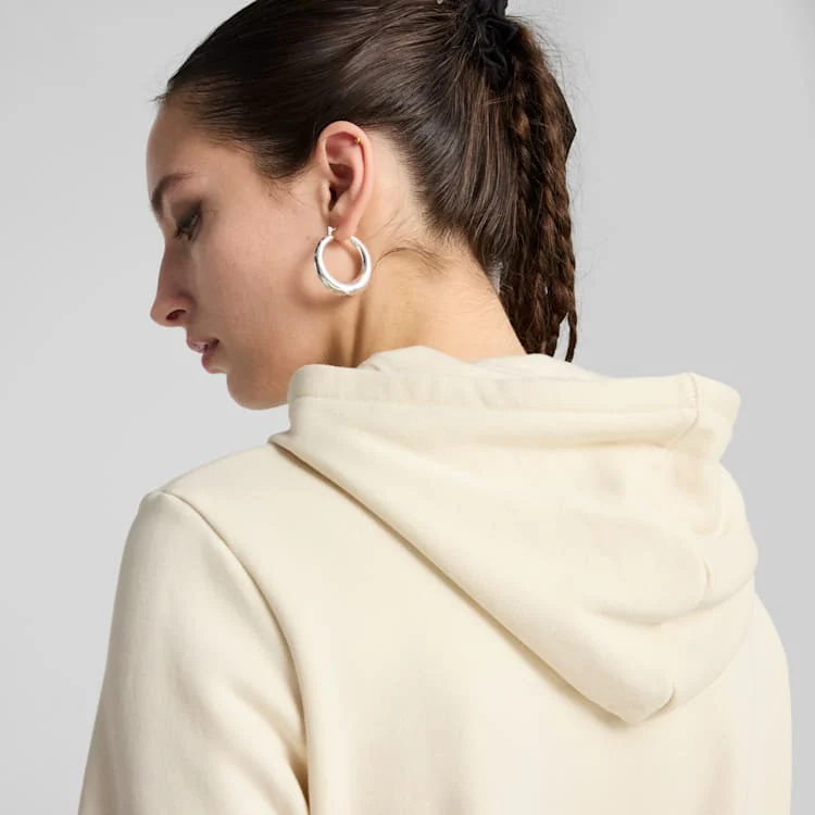 Puma Womens Essential Logo Fleece Hood Beige - Image 3