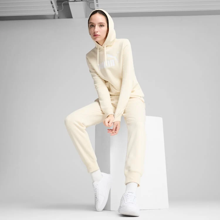 Puma Womens Essential Logo Fleece Hood Beige - Image 4