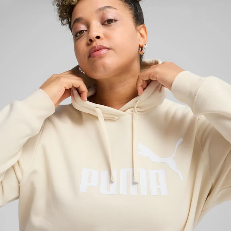 Puma Womens Essential Logo Fleece Hood Beige - Image 6