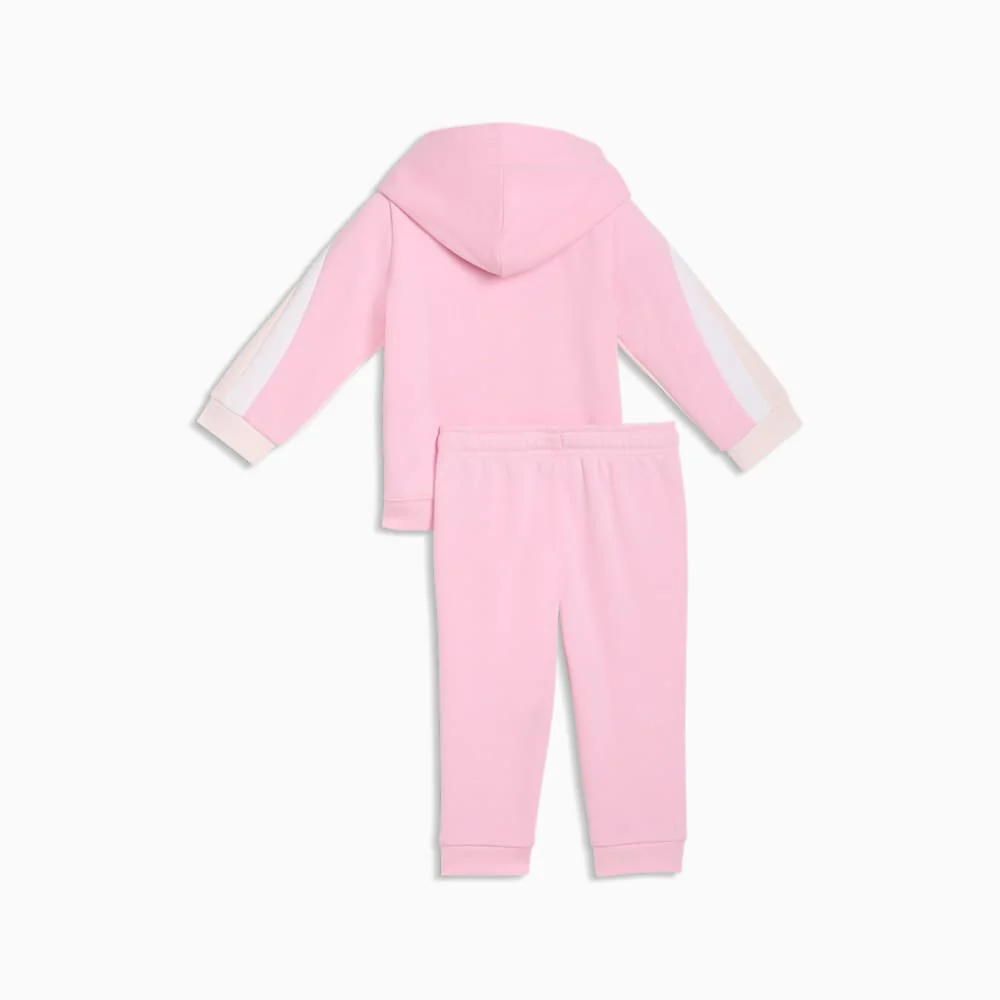 Puma Kid's Essentials Block Full Zip Pink Tracksuit Set - Image 2