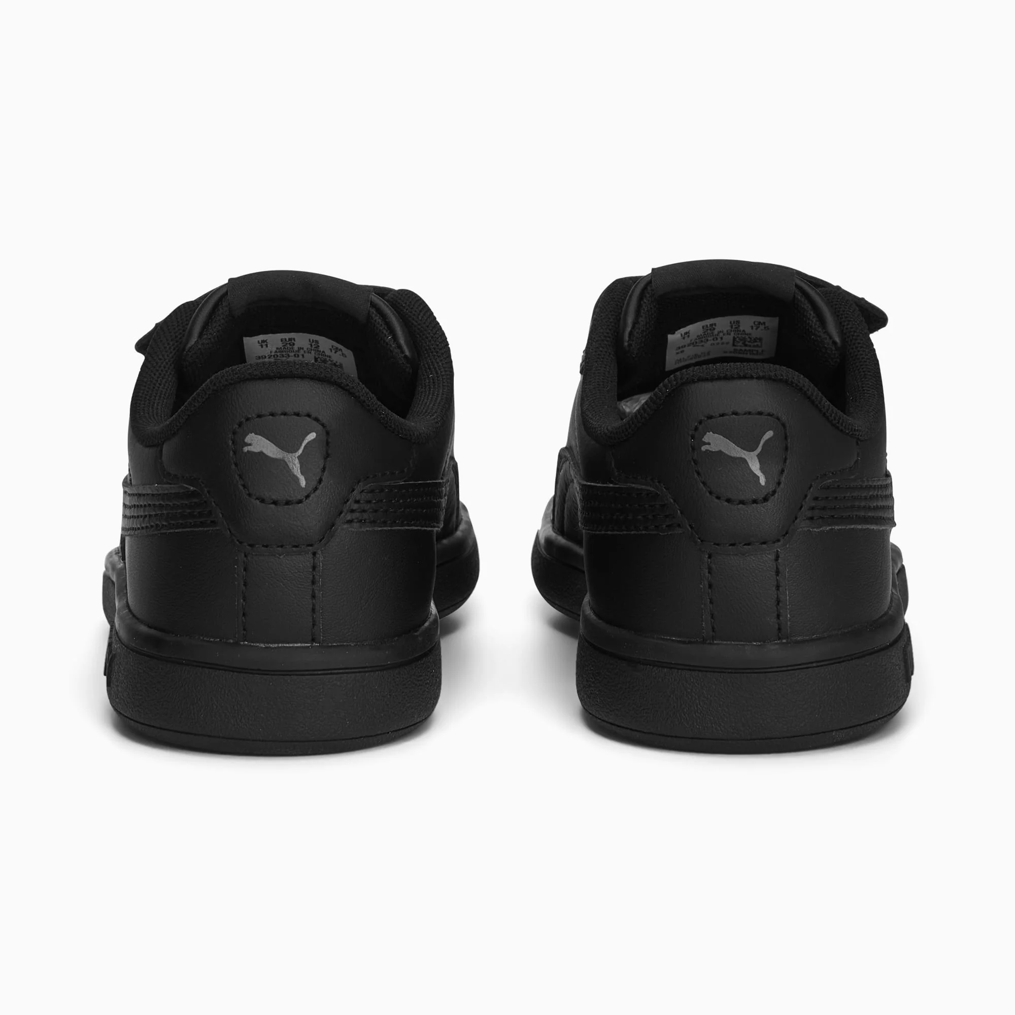 Puma Kid's Smash 3.0 Hook N' Loop Triple Black Sneaker Shoes - Image 4