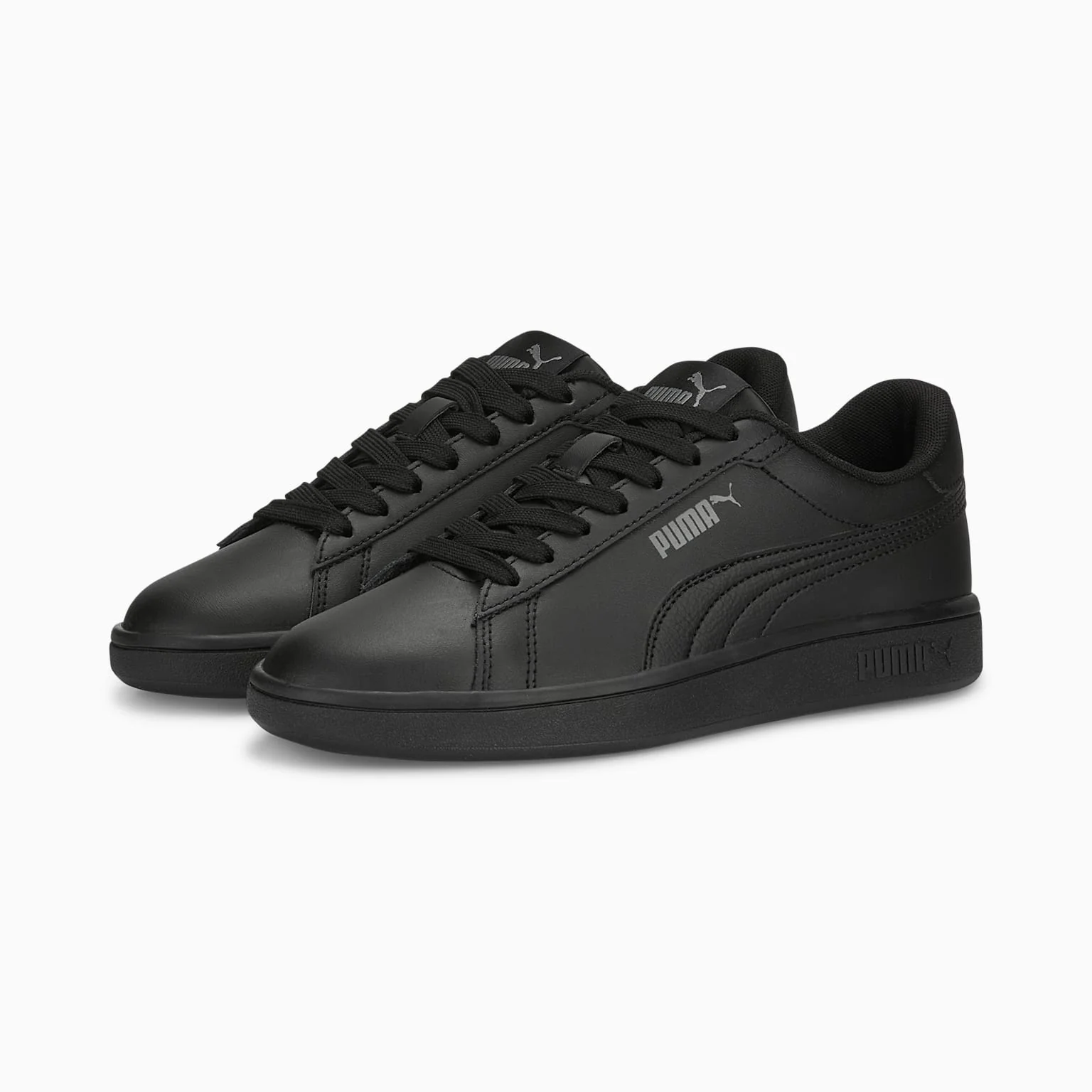 Puma Kids Smash 3.0 Triple Black Sneaker Shoes - Image 3