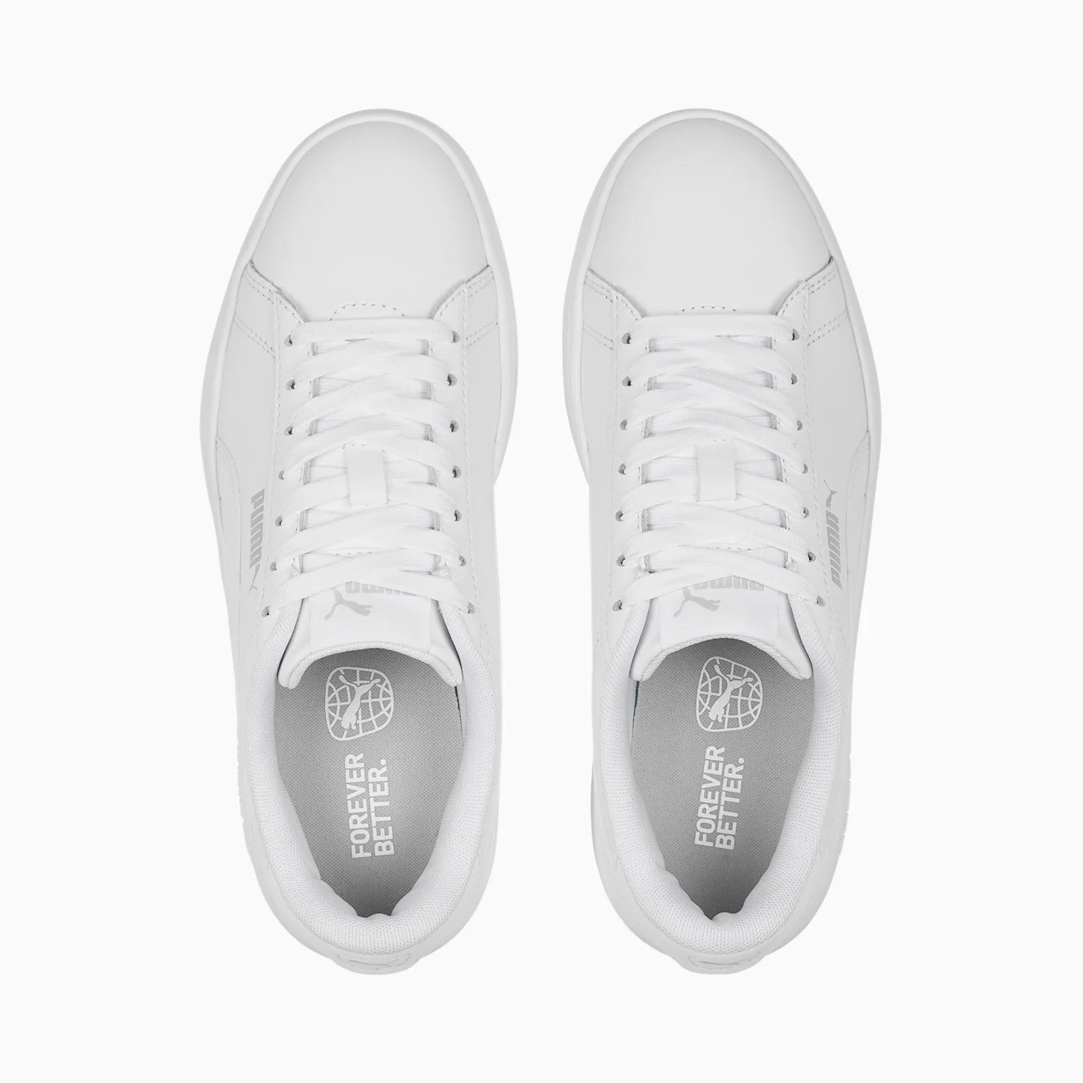 Puma Kid's Smash 3.0 Triple White Sneaker Shoes - Image 6
