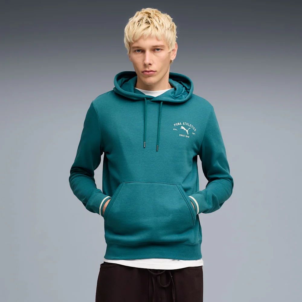 Puma Men's Class Graphic Fleece Emerald Hoodie