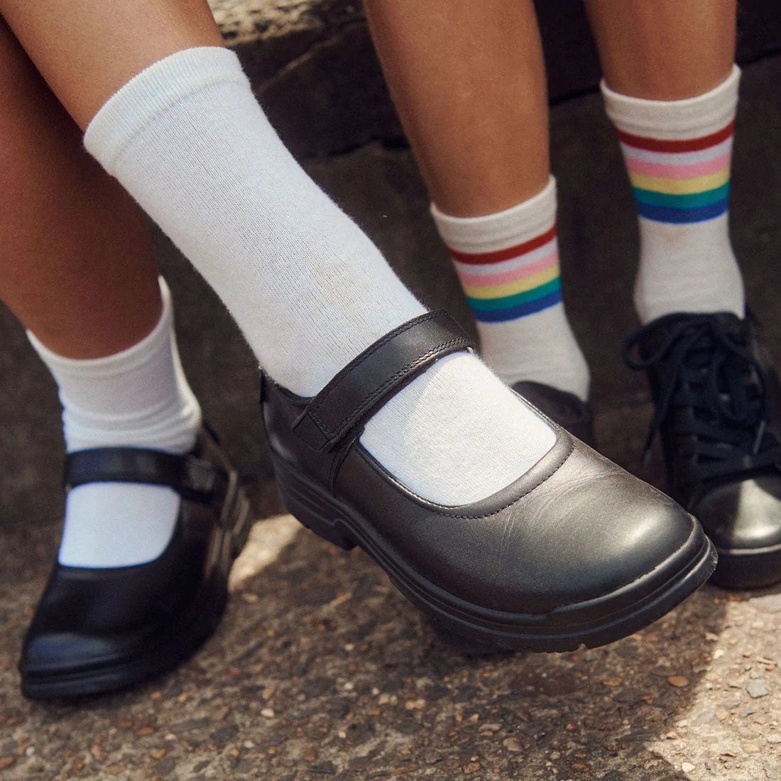 Roc Boots Junior Roulette Strap Black Leather School Shoes - Image 4